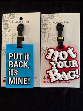 Blue and Red Silicone Luggage ID Tags with Info Card Set of 2